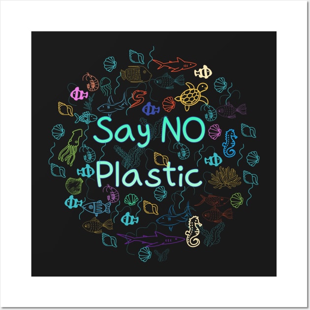 say no plastic,animal protection,protection of the environment Wall Art by zzzozzo